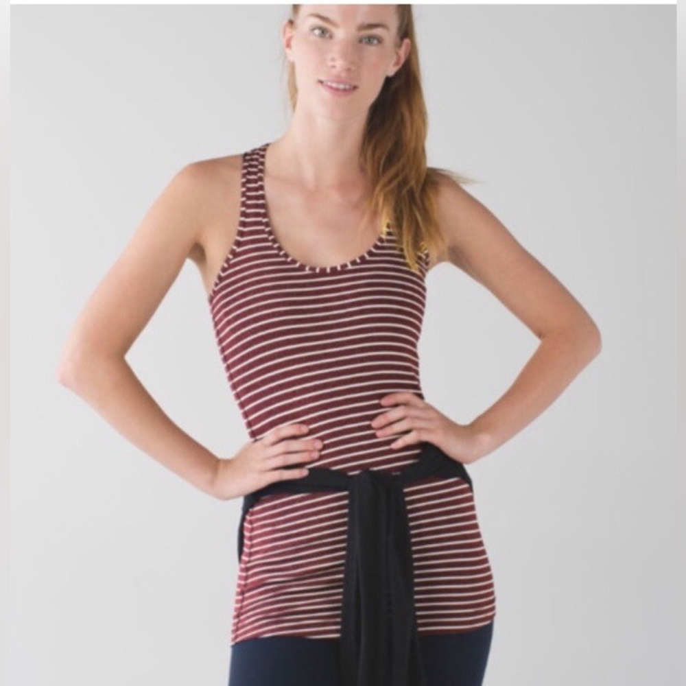 lululemon | cool racerback - stripe heathered bordeaux drama